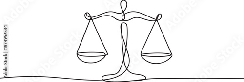 Cuadro en lienzo Libra icon line continuous drawing vector