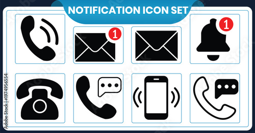 Notification icon set communication alerts for mobile and digital interfacesNotification icon set communication alerts for mobile and digital interfaces