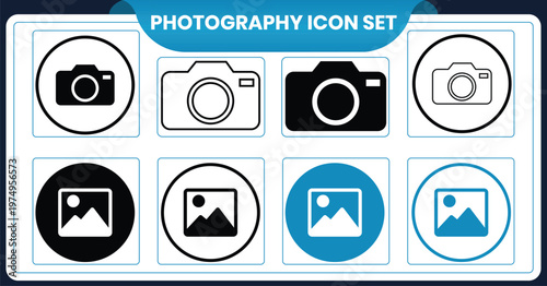 Photography icon set diverse camera and image representations in oval framesPhotography icon set diverse camera and image representations in oval frames