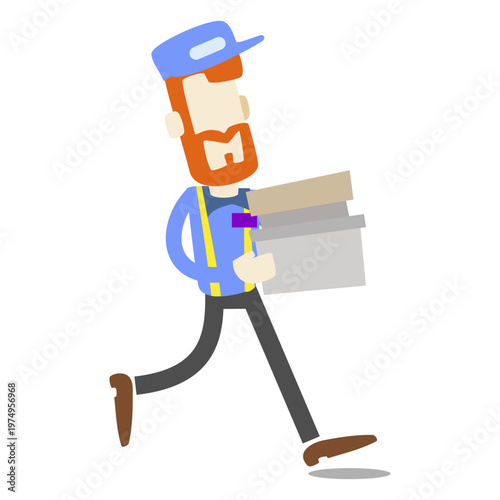 Delivery man carrying boxes
