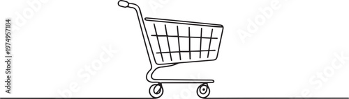 Shopping cart line continuous drawing vector. One line Shopping cart vector. one line Icon drawing