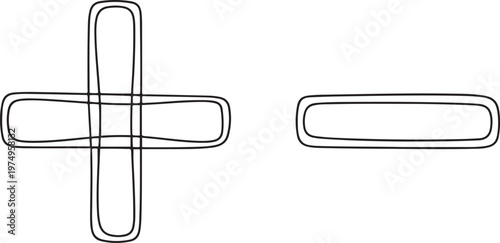 Plus and minus icon line continuous drawing vector. One line Plus and minus icon. one line Icon drawing