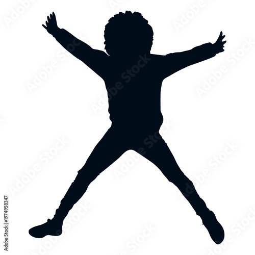 Woman spread eagle jumping silhouette