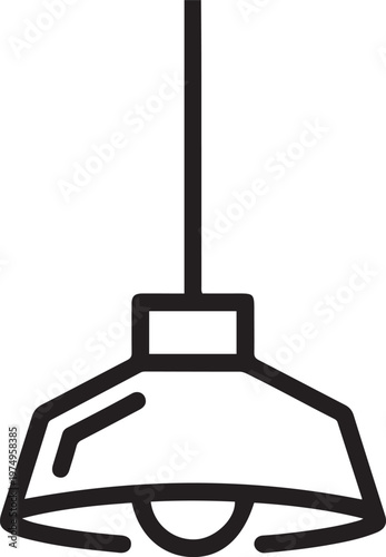 Hanging lamp vector line icon. Lamp logo outline icon. Loft style chandelier. Black line light bulb vector. one line Icon drawing