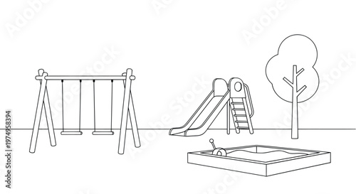 Simple Line Art Playground Illustration