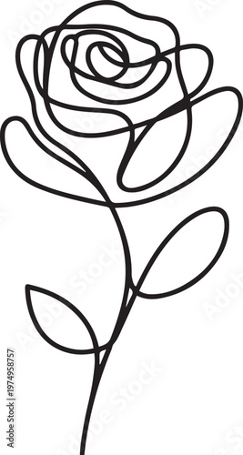 One line drawing Rose vector. Rose flower single line vector linear icon. one line Icon drawing