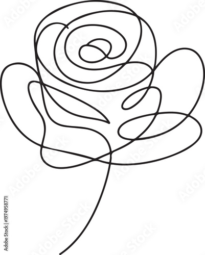 One line drawing Rose vector. Rose flower single line vector linear icon. one line Icon drawing