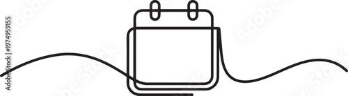 Calendar icon line continuous drawing vector. One line Calendar icon. one line Icon drawing
