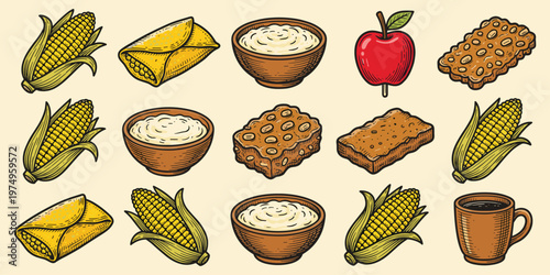 Brazilian June Festival Corn Food Desserts Rustic Set