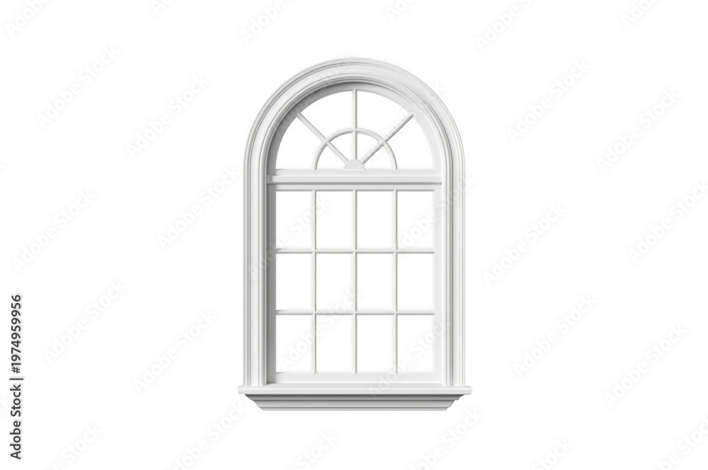 Obraz premium White classic arched window frame with transparent background
