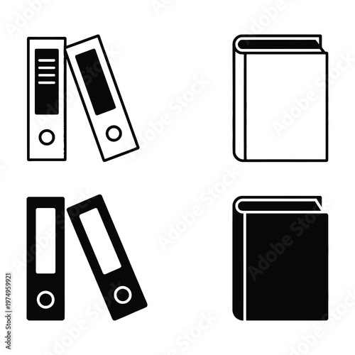 Binder and book office supplies icons