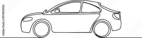 Car icon line continuous drawing vector. One line Car icon vector. one line Icon drawing