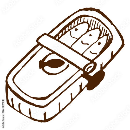Camping canned sardines hand drawn icon