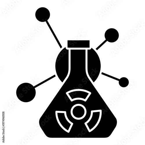 Scientific Experiment Outline Icon with Atom Connections