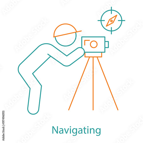 Surveyor Tripod with Scope Line Icon
