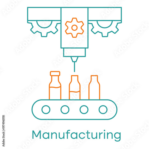 Automated Factory System Outline Icon