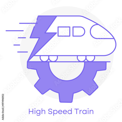 Express Train Line Icon with Motion Lines