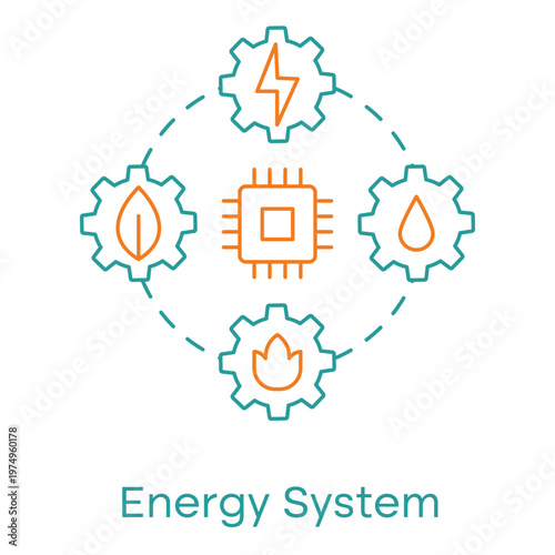 Smart Grid Technology Outline Icon