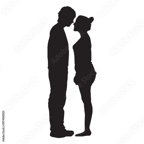 Couple staring at each other silhouette