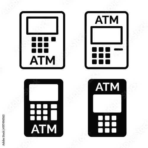 Atm machine icons set