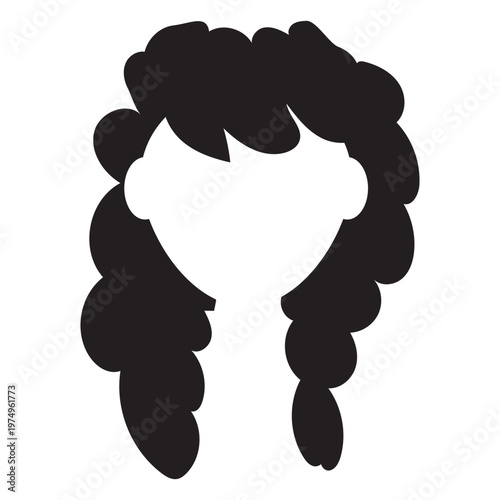 Long curly hair silhouette