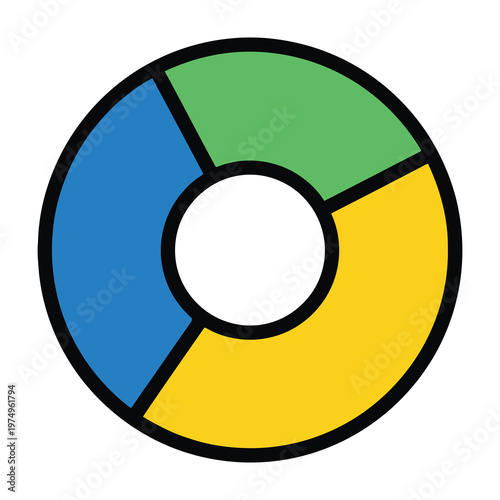 Pie chart segments blue green yellow