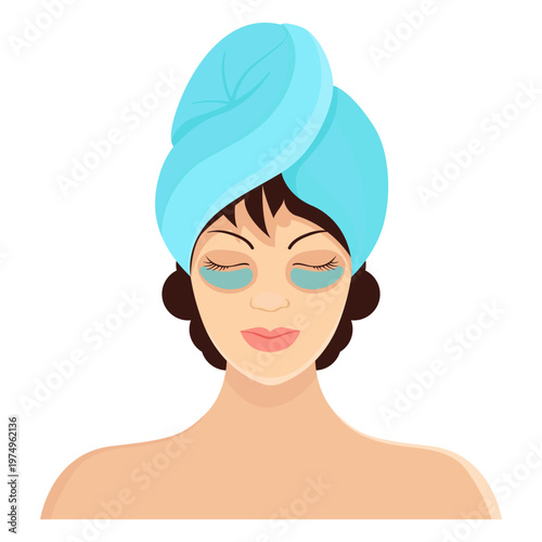 Mask brunette towel illustration