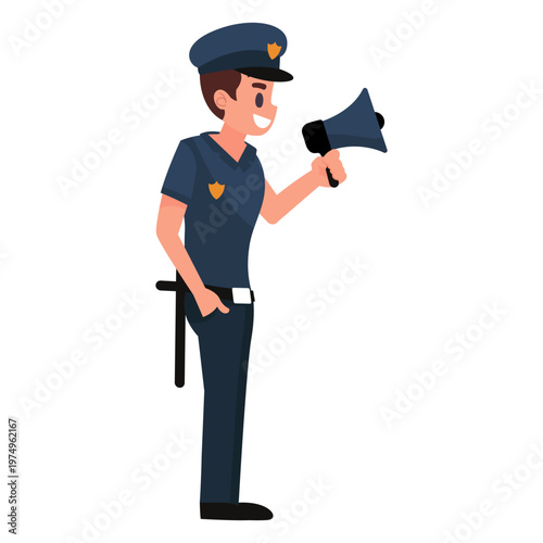 Policeman megaphone illustration