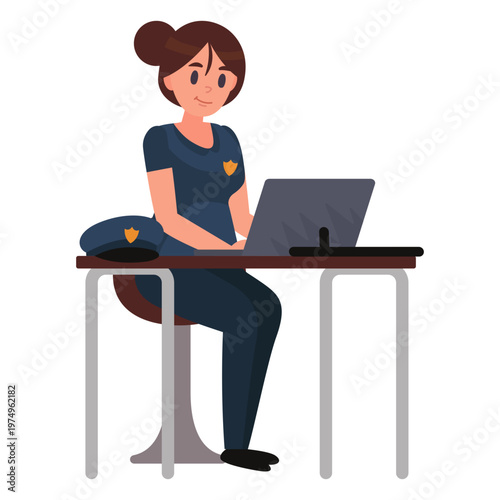Policewoman notebook illustration