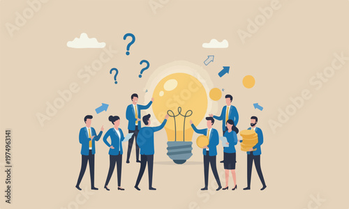 Fundraising , meeting teams together donation, investing or VC venture capital to support startup idea concept, business people donate or contribute fund raiser new lightbulb project