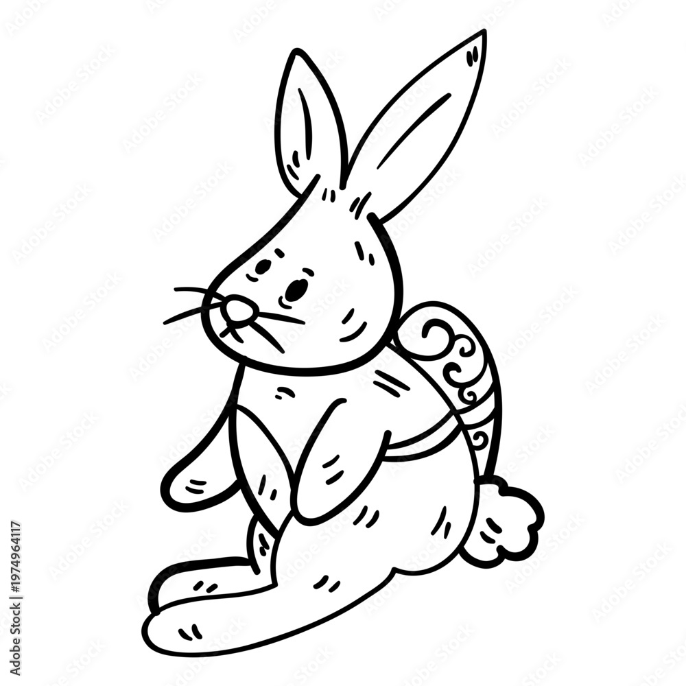 Obraz premium Hand drawn easter bunny bringing an egg design