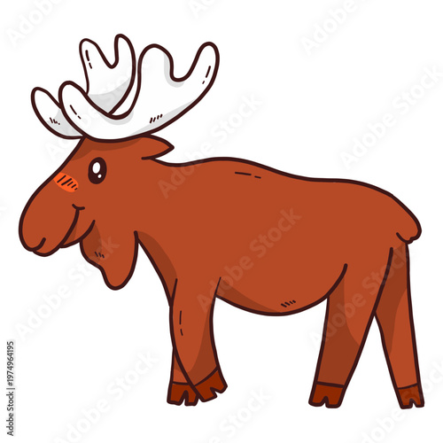 Cute moose elk antler hoof flat