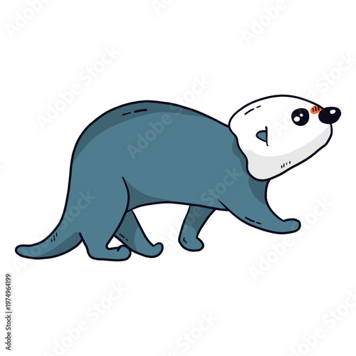 Cute otter sea otter muzzle tail flat