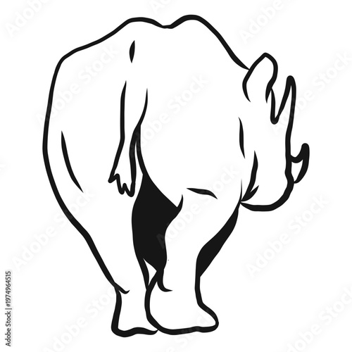 Rhinoceros rhino horn tail sketch
