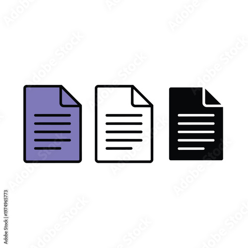 Three documents with varying colors purple white and black representing file types