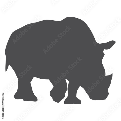 Rhinoceros rhino horn fat tail silhouette