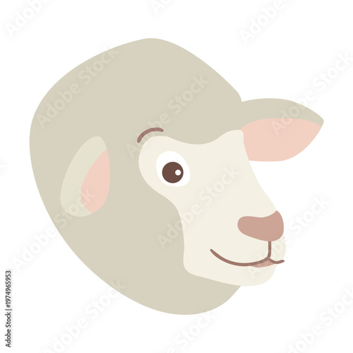 Sheep wool lamb flat sticker