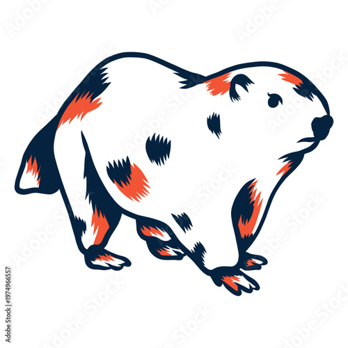 Groundhog walking duotone