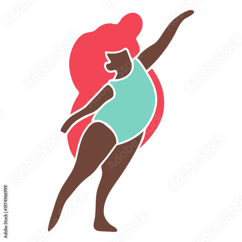 Chubby woman ballet pose icon