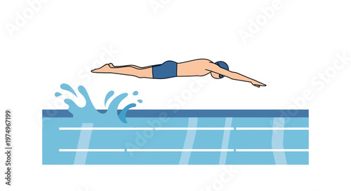 Illustration of a swimmer diving into a swimming pool