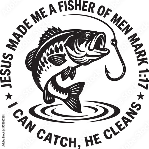 Fisher men fishing jesus religion graphic typography vector illustration print design modern style art silhouette