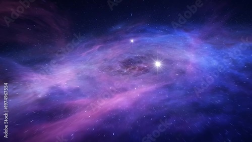 A vibrant spiral glows brightly within the vast darkness of deep outer space