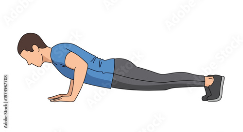 Man performing push-up exercise in side view illustration