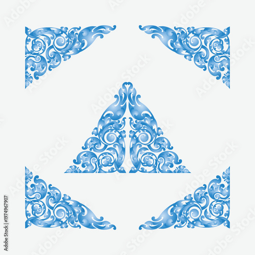 Tableau sur toile Kbach khmer corner border art ornament