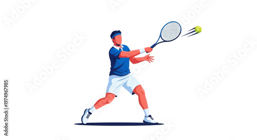 Vector illustration of tennis player hitting a forehand shot