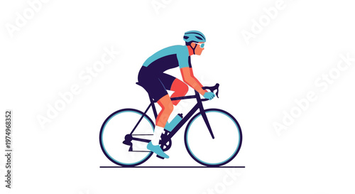 Illustration of a cyclist in motion wearing helmet and cycling gear