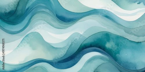An abstract blue background featuring seamless wavy lines and a liquid texture creates a modern vector design inspired by the natural curves of ocean water and light