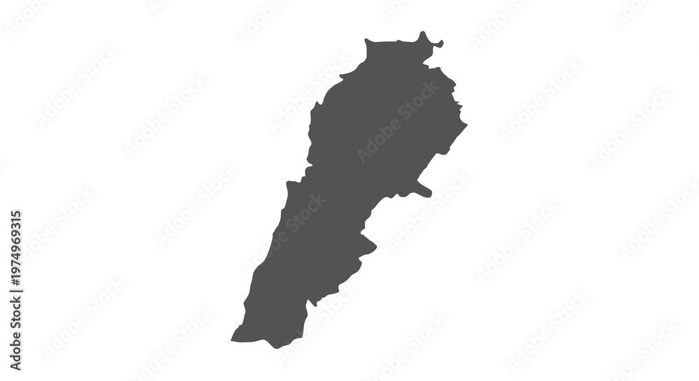 Naklejka premium A stark black silhouette depicts the geographical outline of lebanon against a white background high quality