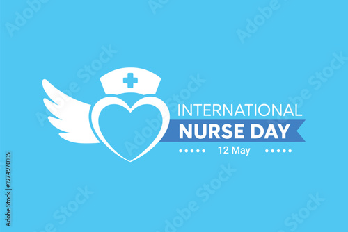 International Nurse Day Creative Graphic with Winged Heart and Nurse Cap Icon for Healthcare Appreciation and Medical Staff Recognition Ads