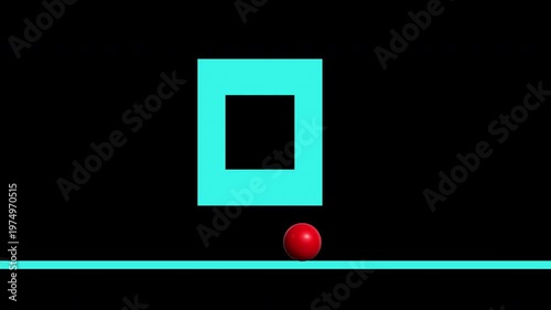 Red ball falling down and rebounding in endless loop